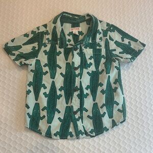 Cat & Jack Teal and Mint Alligator Button-Front Shirt
